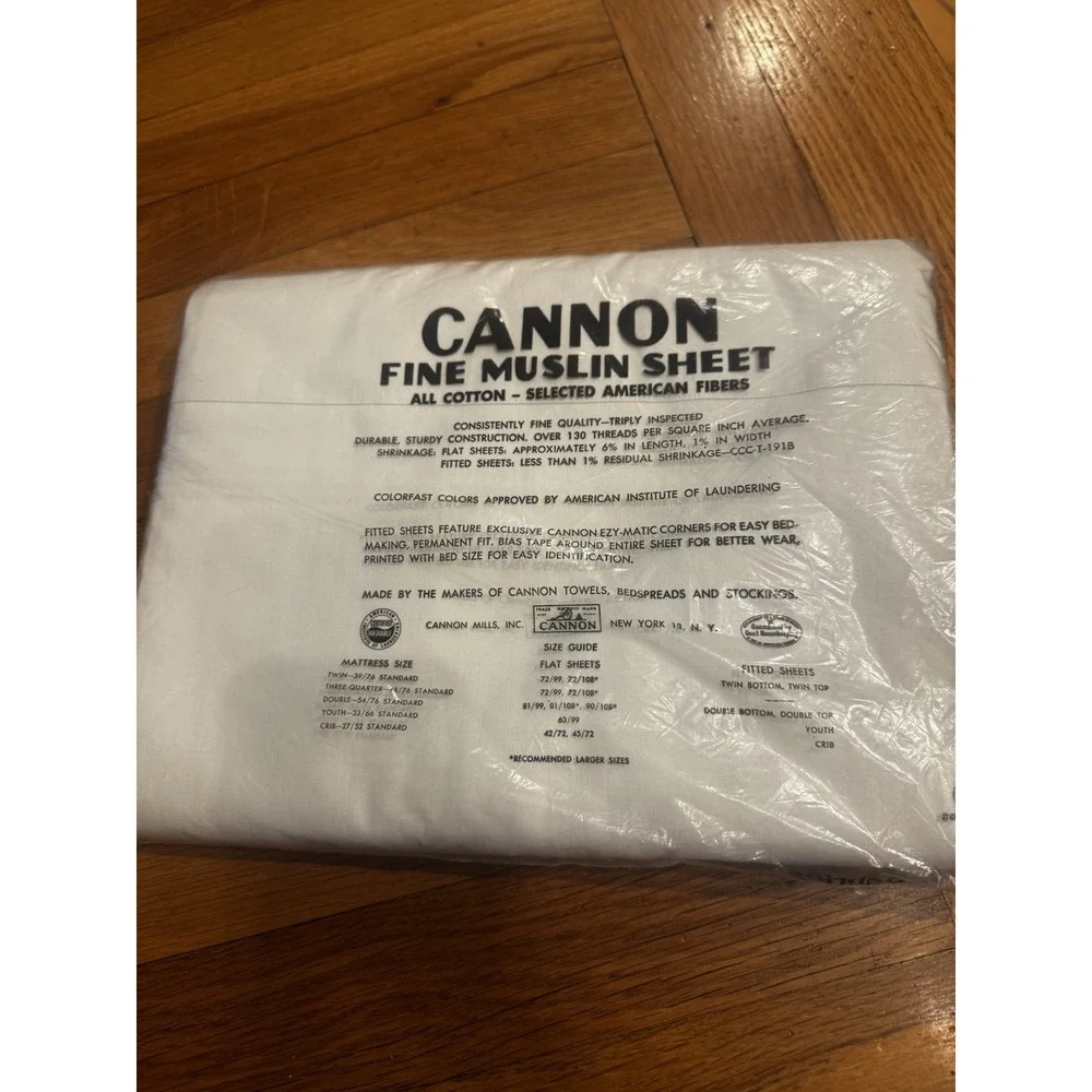 Vintage Cannon Fine Muslin 90x108 Double Bed White Sheet NEW USA Made All Cotton